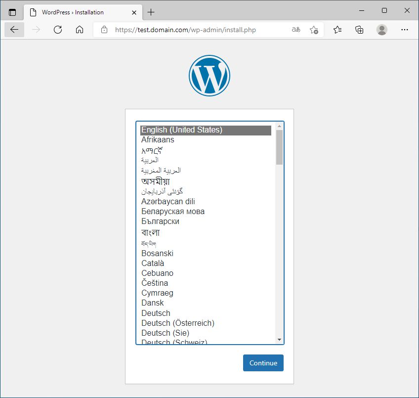 WordPress Install1