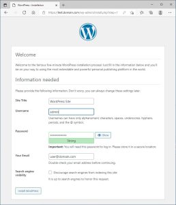 WordPress Install2